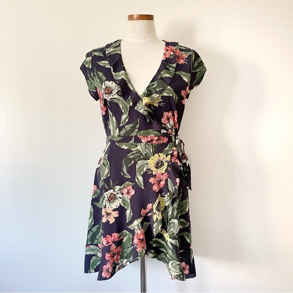 Anthropologie Sunday Best Floral Wrap Mini Dress Size 4 Preowned